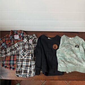 Lot of Four 2T-3T boys flannels and crewnecks Appaman and Feather 4 Arrow